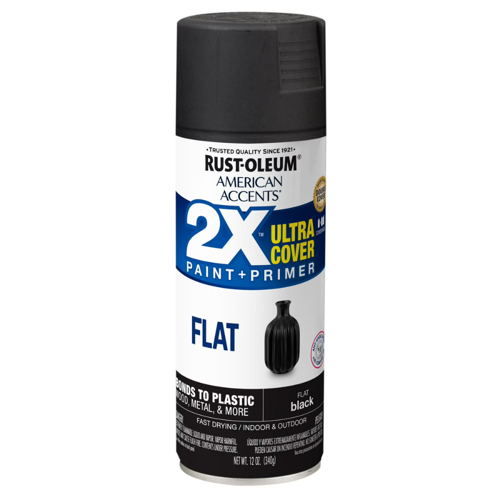 6 Pack Black, Rust-Oleum American Accents 2X Ultra Cover Flat Spray Paint, 12 oz