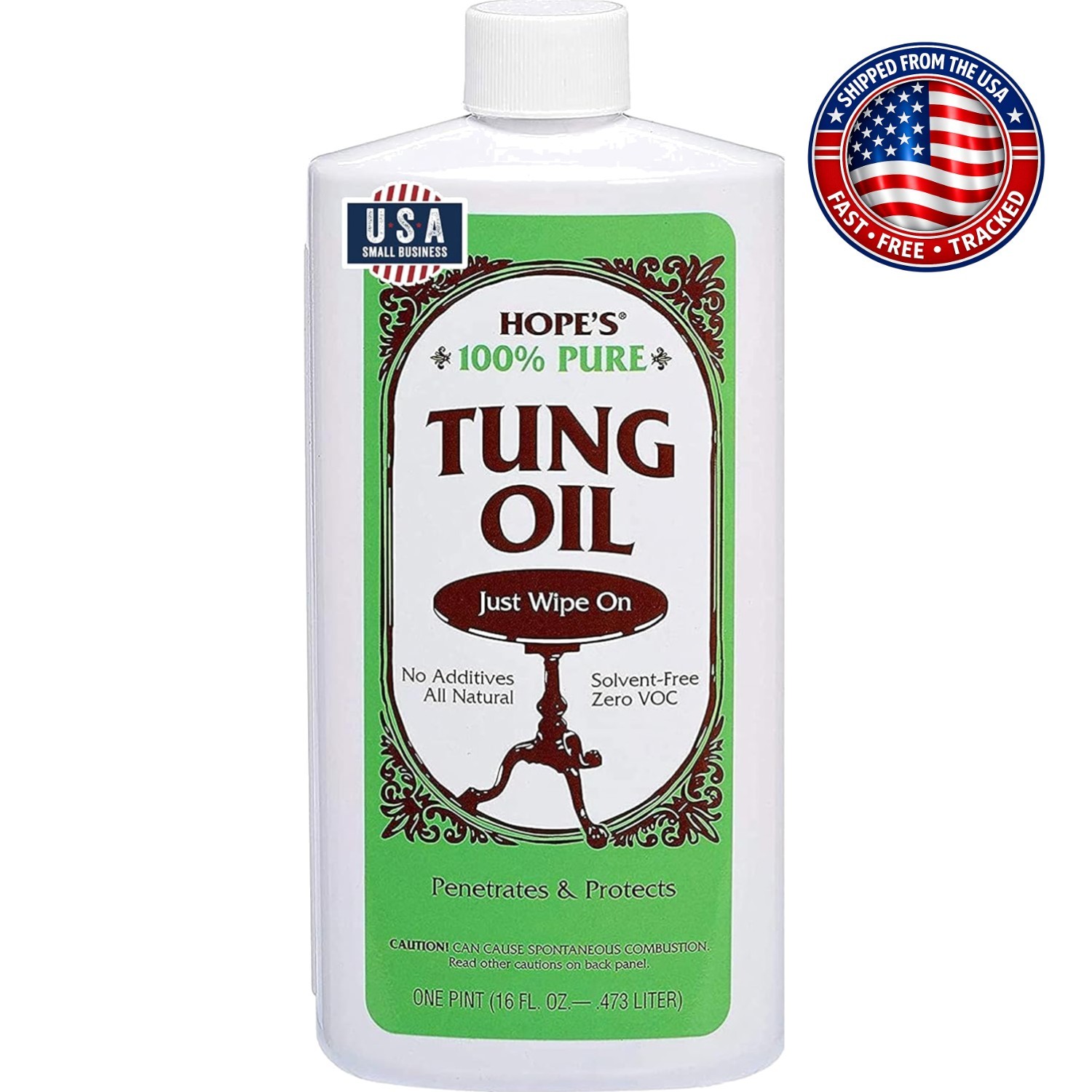 100% Pure Tung Oil – Superior Waterproof Sealer and Finish for Fine Woods, 16 Oz