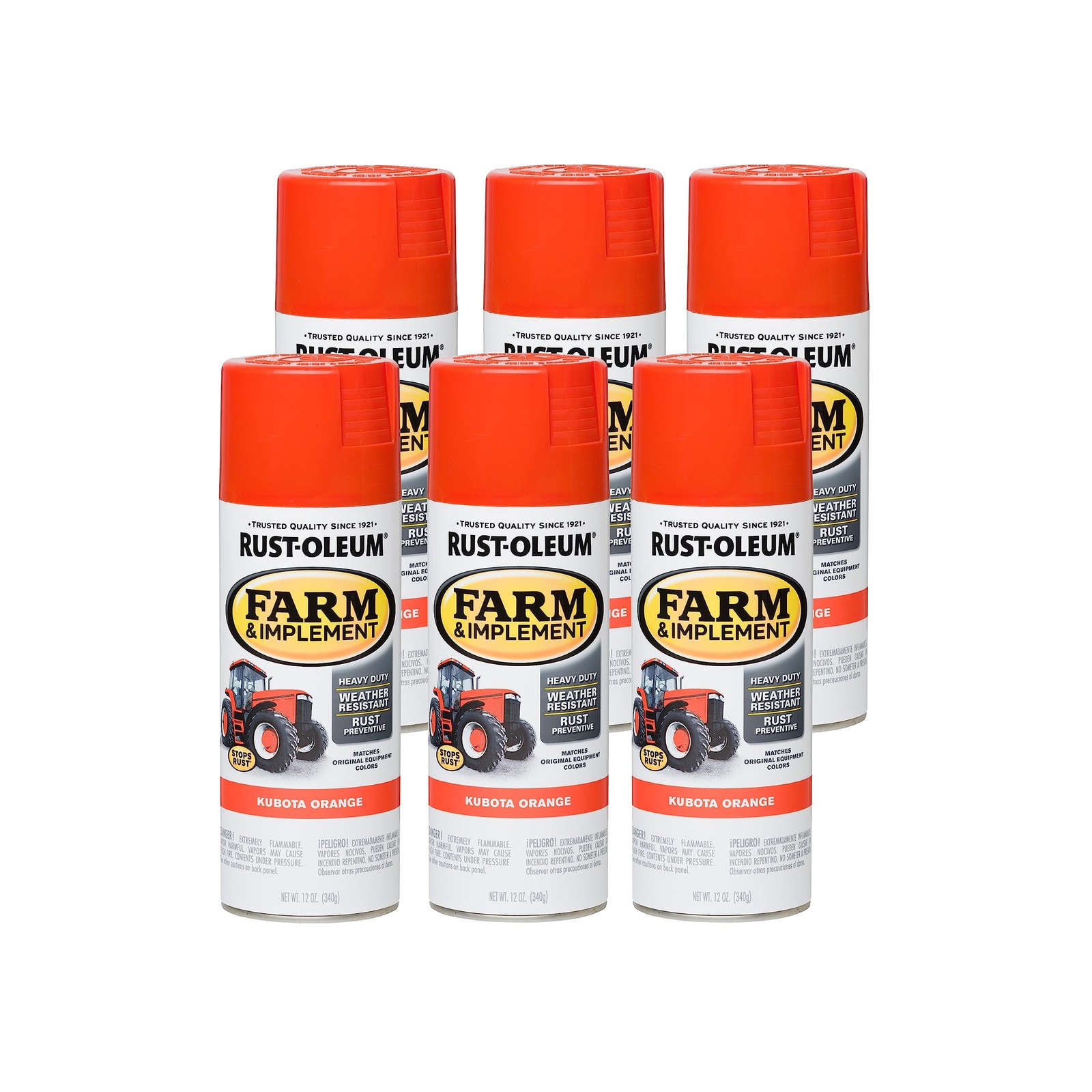 Kubota Orange Spray Paint Pack Of 6 Rust Preventative Heavy Duty 12 Ounce