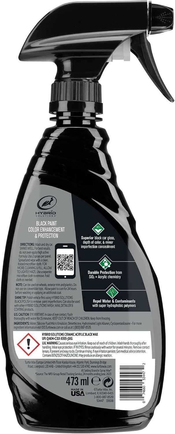 Hybrid Solutions Ceramic Acrylic Black Car Wax Spray Restores Apperance of