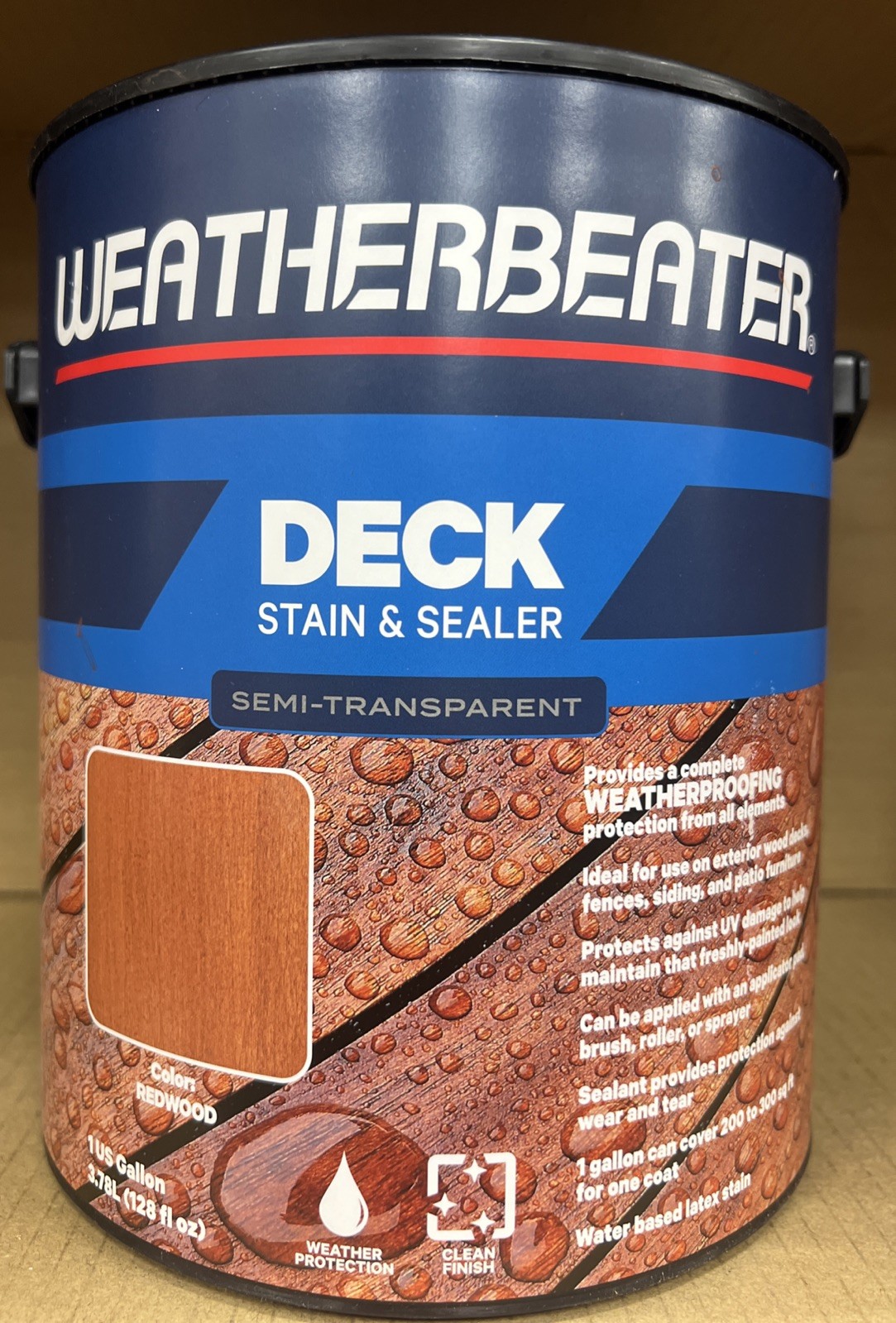 WEATHERBEATER DECK STAIN & SEALER REDWOOD GALLON FREE SHIPPING NEW OH