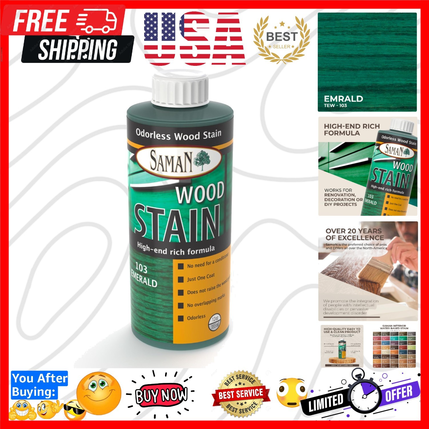 Interior Water Based Wood Stain – Natural Stain for Furniture, Moldings, Wood…