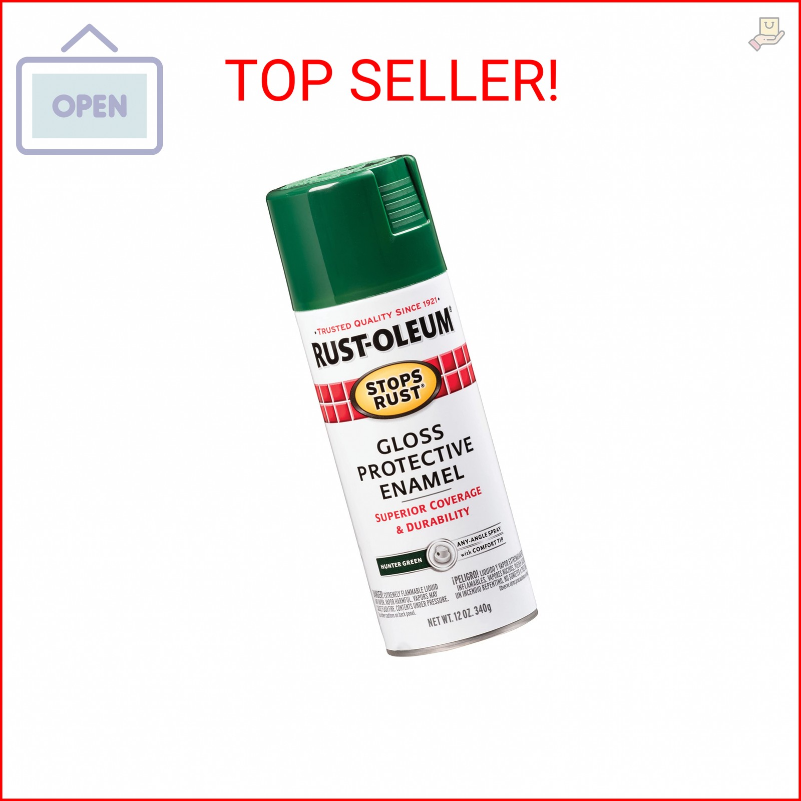 Rust-Oleum 7738830 Stops Rust Spray Paint, 12 oz, Gloss Hunter Green