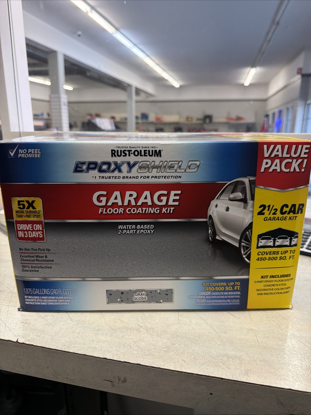 Rust Oleum Epoxy Shield Protect Gray Garage Floor Coating Kit High Gloss 2.5 Car