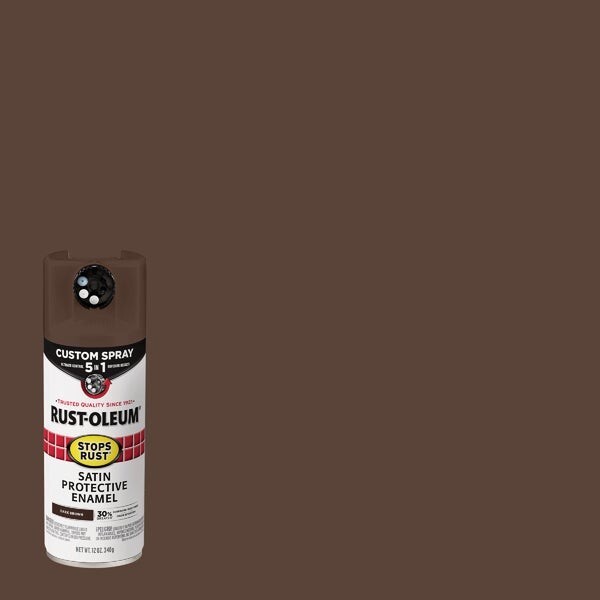 (6)-Rust-Oleum Stops Rust 12 Oz Custom Spray 5 in 1 Satin Spray Paint Dark Brown