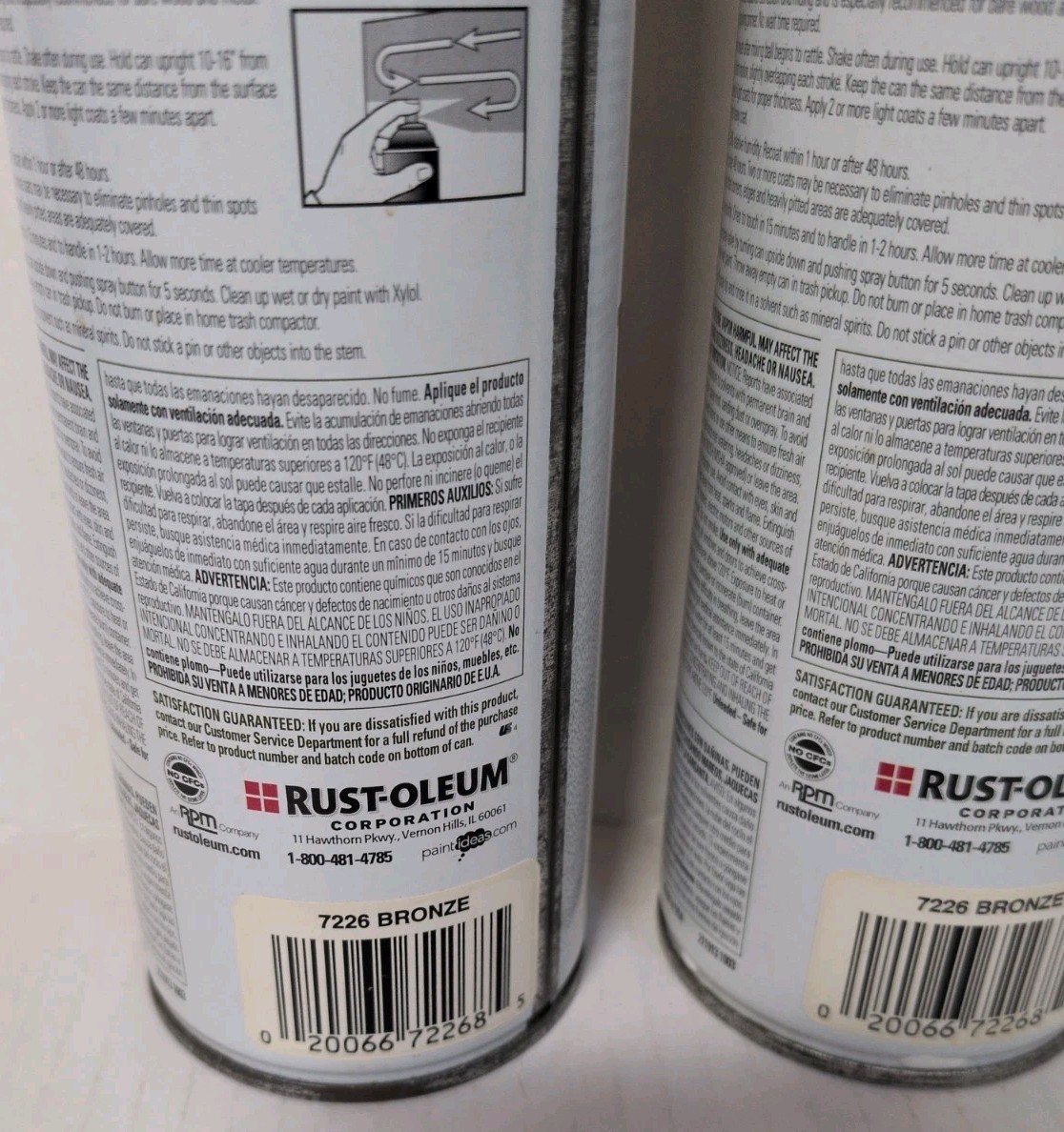 Vtg Rust-Oleum Textured Bronze Multi-Purpose Spray Paint 7226 Lot Of 3 Full Cans