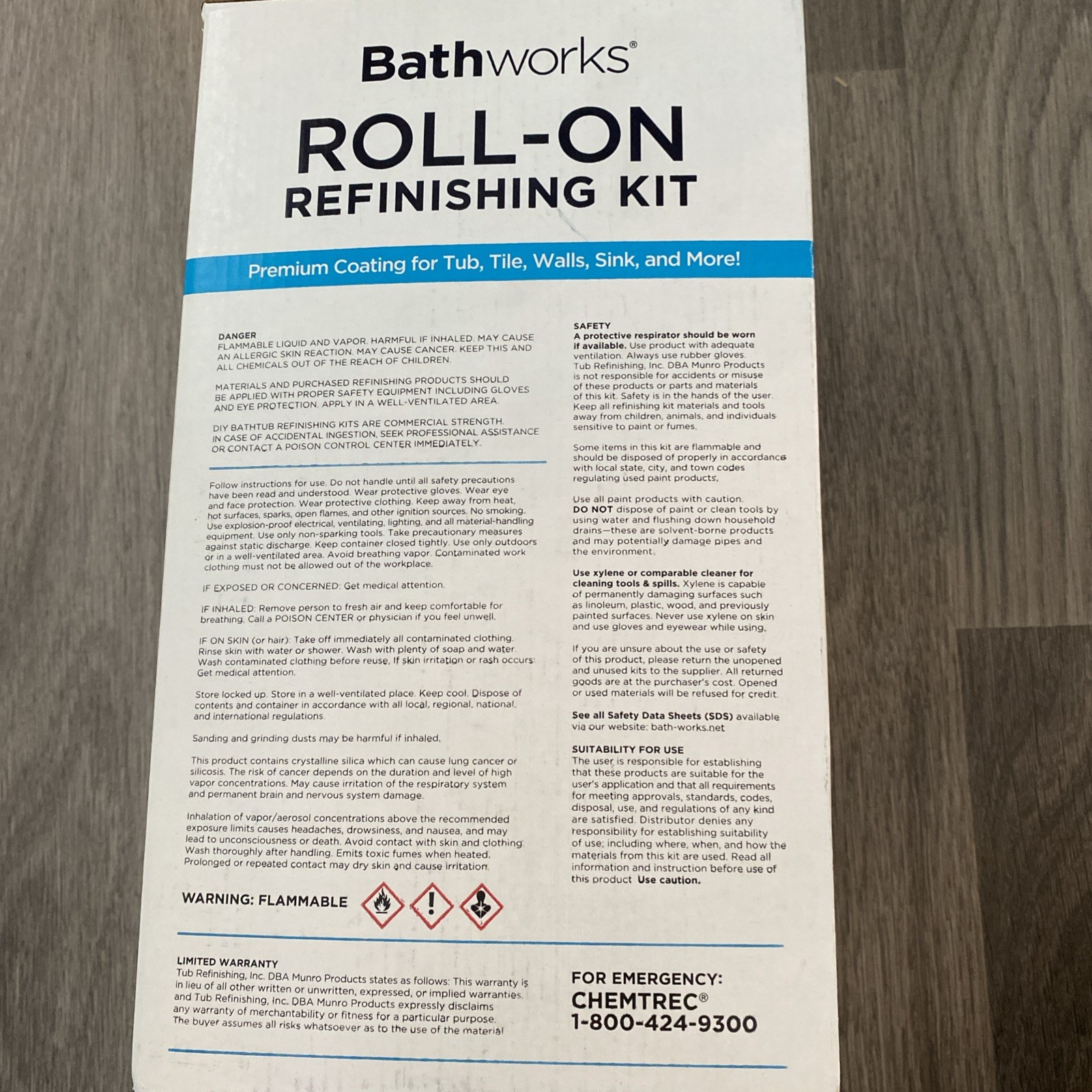 Bathworks Roll-On Refinishing Kit Diamond Gloss Finish White New