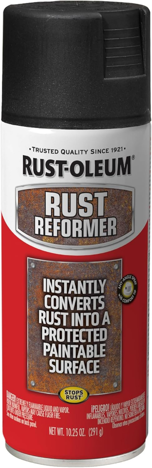 Rust-Oleum 248658 Stops Rust Reformer Spray Paint, 10.25 Oz, Matte Black