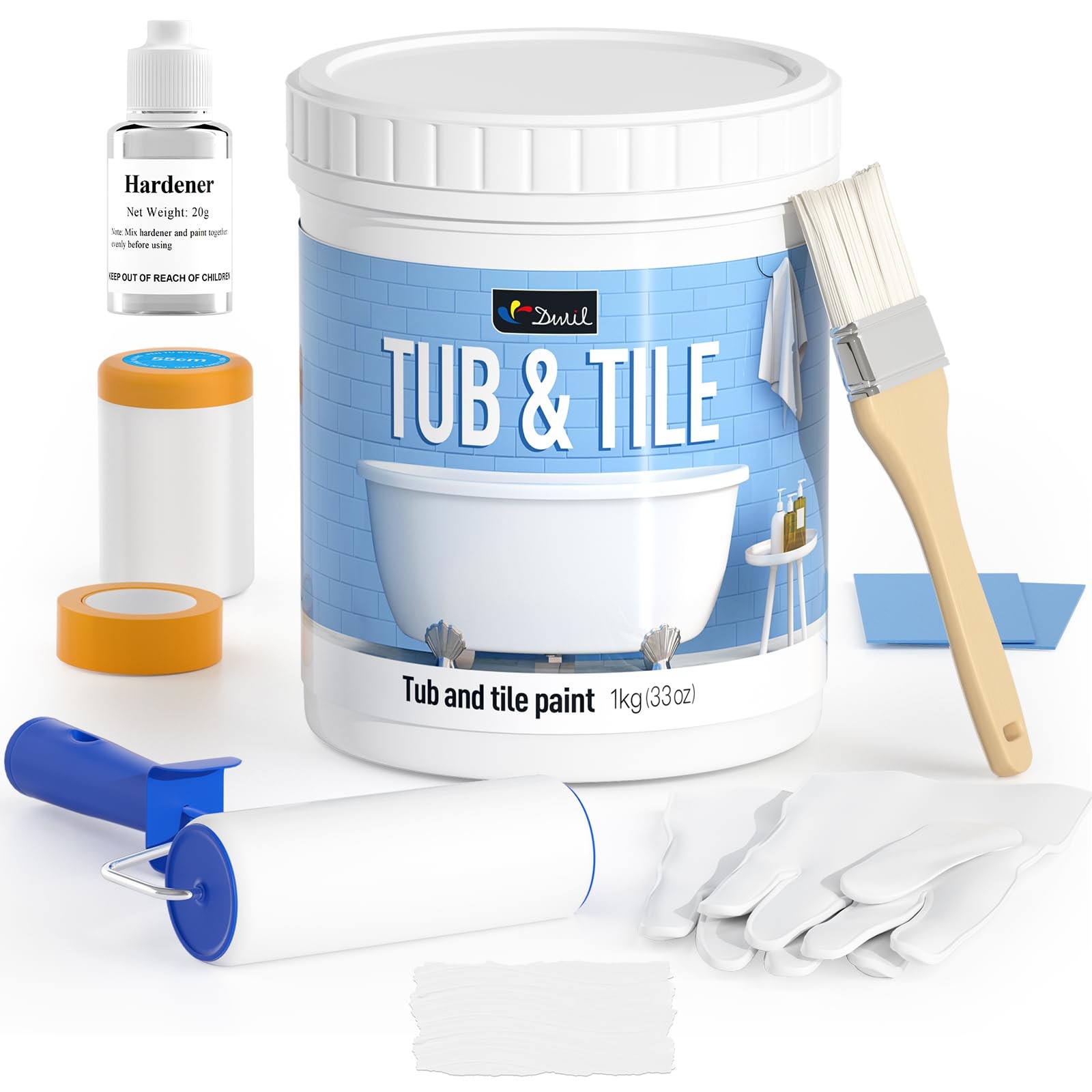 DWIL Tub Paint, and Tile Refinishing Kit 33oz 33 Fl Oz (Pack of 1), White