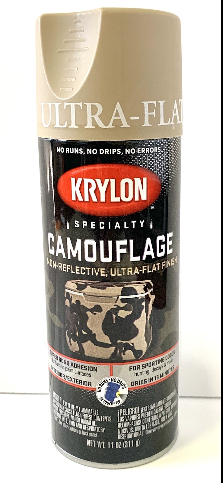 KRYLON 4291 KHAKI Camouflage Non-Reflective Ultra-Flat Finish Spray Paint 11oz