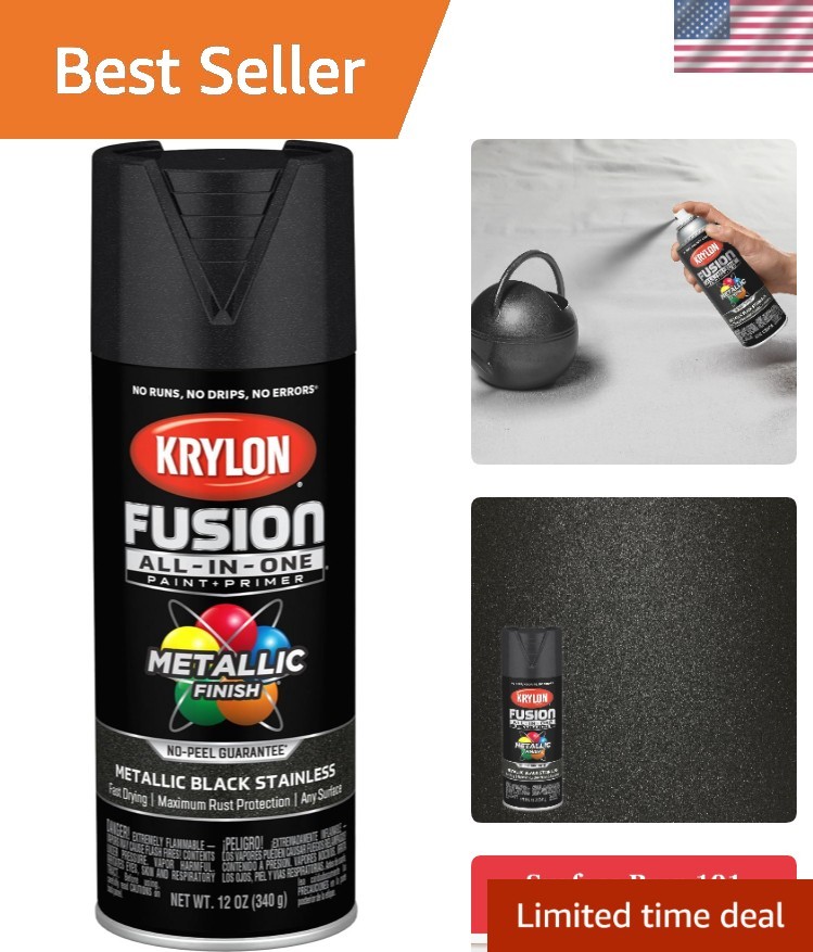 Versatile 12 oz Adhesive Spray Paint – Indoor/Outdoor Black Stainless Finish