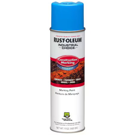 Rust-Oleum 264694 Construction Marking Paint, 17 Oz., Caution Blue, Water -Based