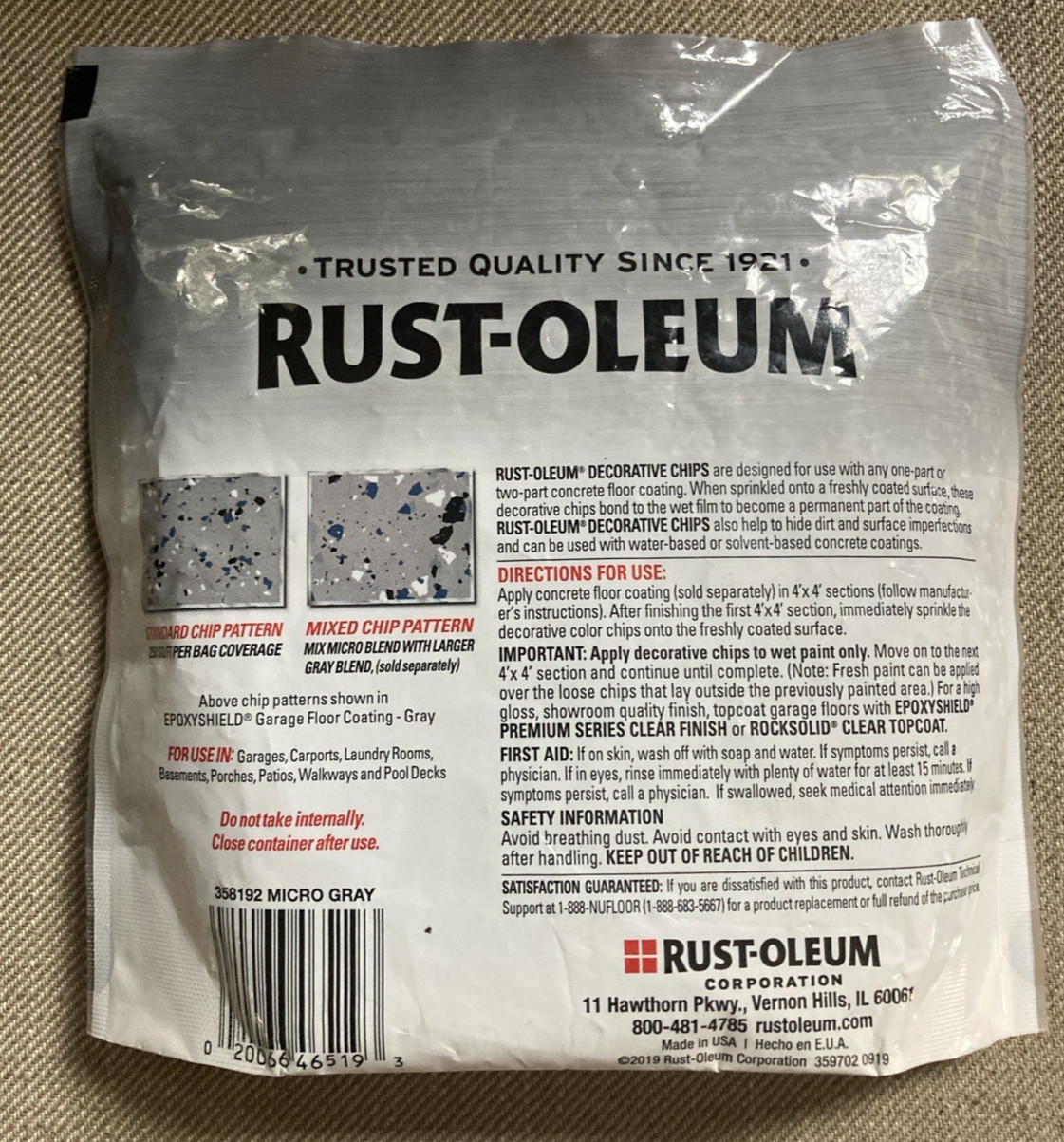 Rust-Oleum 1 lb. Micro Gray Blend Decorative Color Chips For Paint ~ NEW SEALED