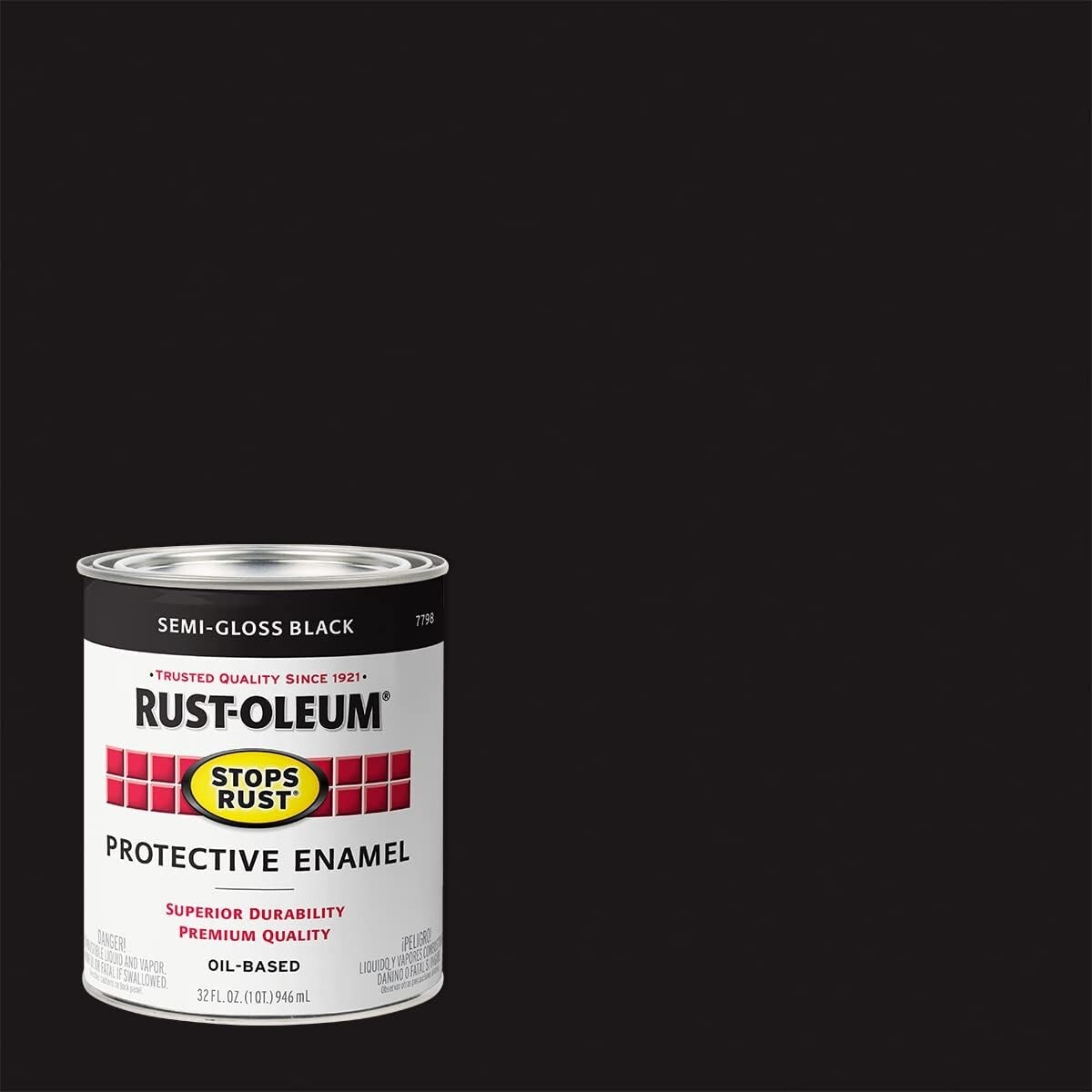 7798502 Stops Rust Brush On Paint, Quart, Semi-Gloss Black, 1 Quarts (Pack of 1)