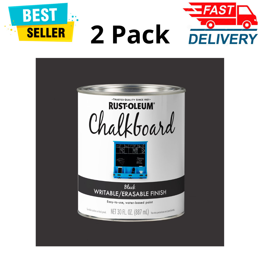 Rust-Oleum Chalkboard Paint, Matte Black Interior DIY Wall Paint 1 Quart, 2 Pack