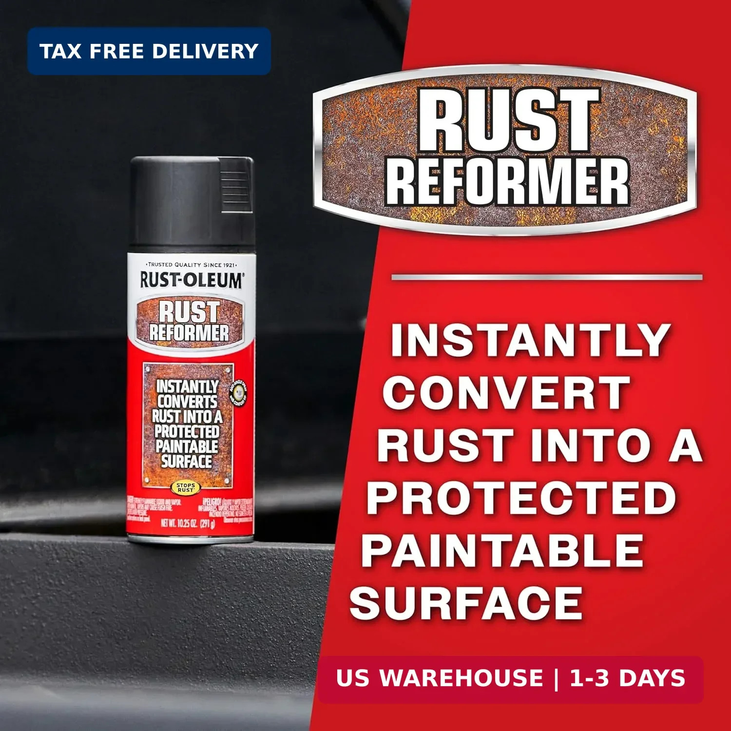 Rust-Oleum 248658 Stops Rust Reformer Spray Paint, 10.25 oz, Matte Black