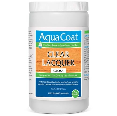 Clear Lacquer Gloss Finish Water-Based for Wood & Plastic 32 oz Aqua Coat