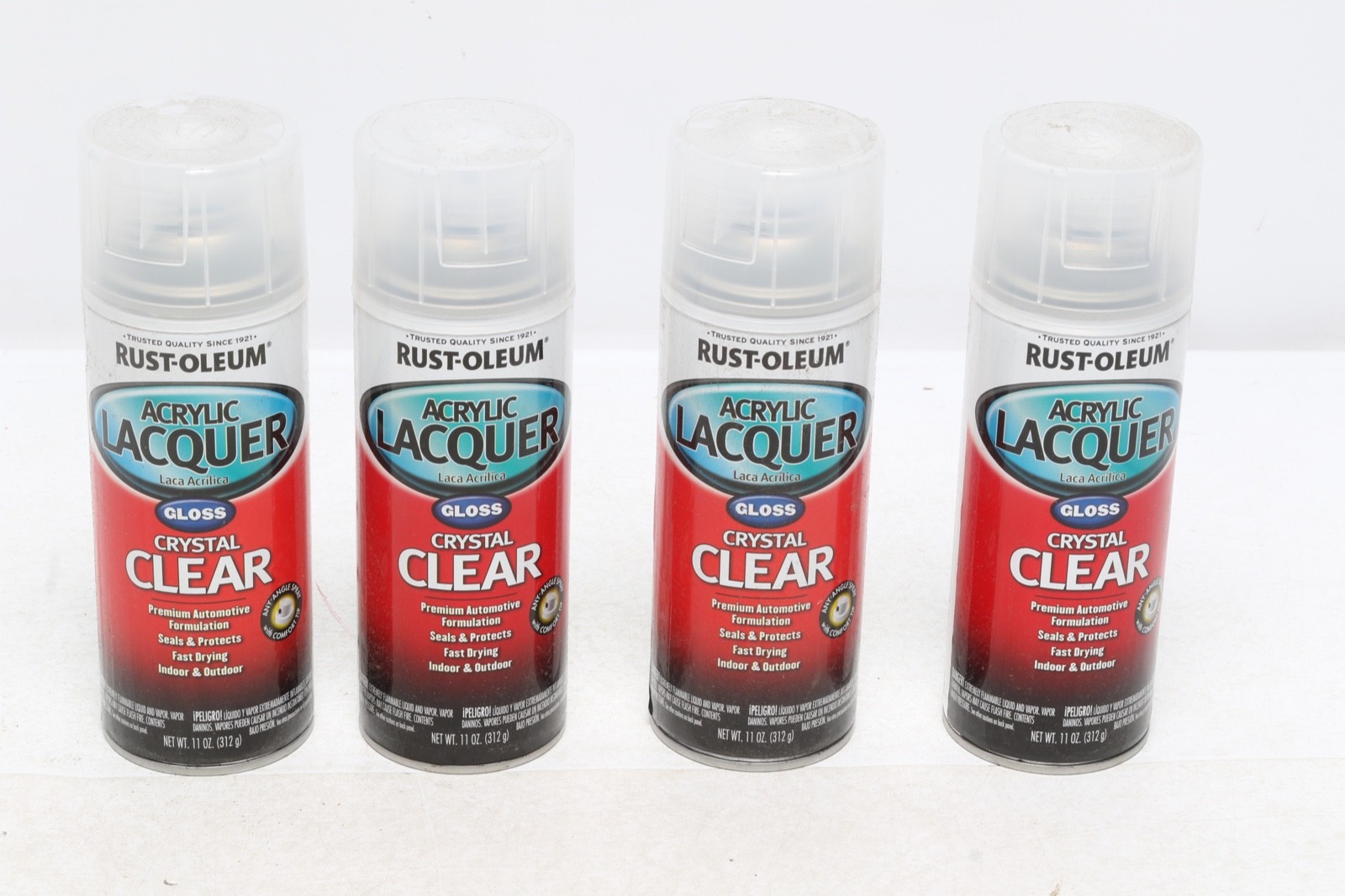 Lot of 4 Rust-Oleum Automotive 253366 11-Ounce Acrylic Lacquer Spray Clear Gloss
