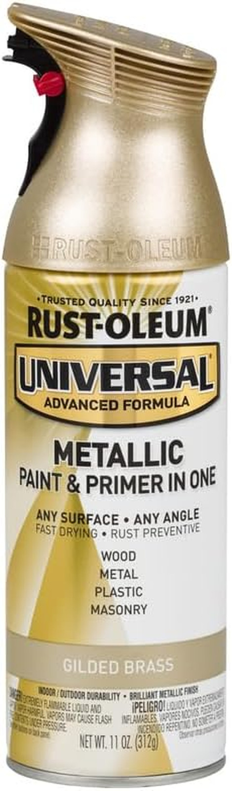 330504 Universal All Surface Metallic Spray Paint, 11 Oz, Guilded Brass