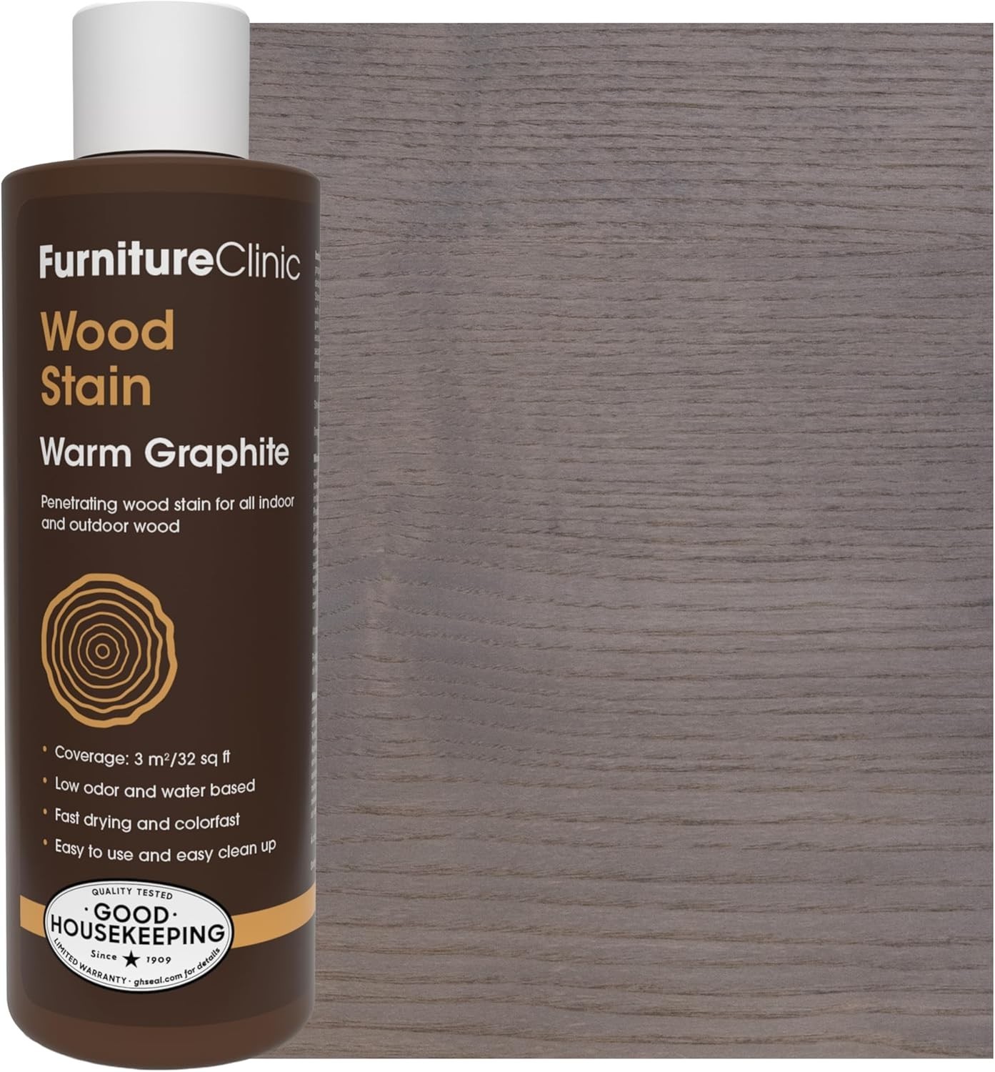 Multiple Finishes Warm Graphite Wood Stain 8.5oz Water Based Fast Dry