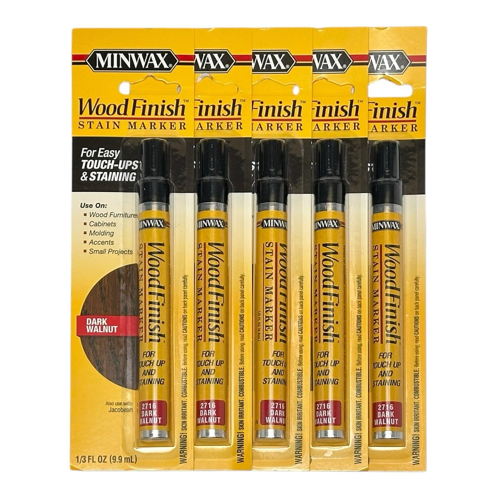 MINWAX WOOD FINISH STAIN MARKER DARK WALNUT – LOT OF 5