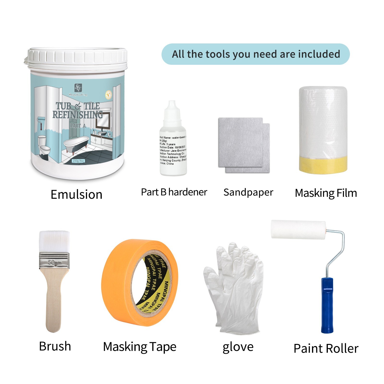32Oz White Ceramic tub and tile Paint Refinishing Kit Bathtub Bathroom wall Pain