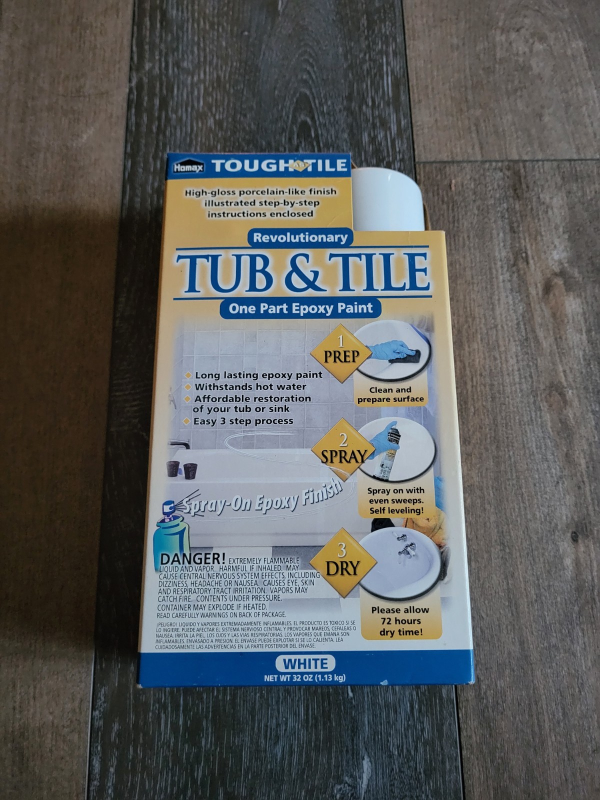 Homax 720771 32-Ounce Tub and Tile One-Part Spray-On Epoxy, White Brand New
