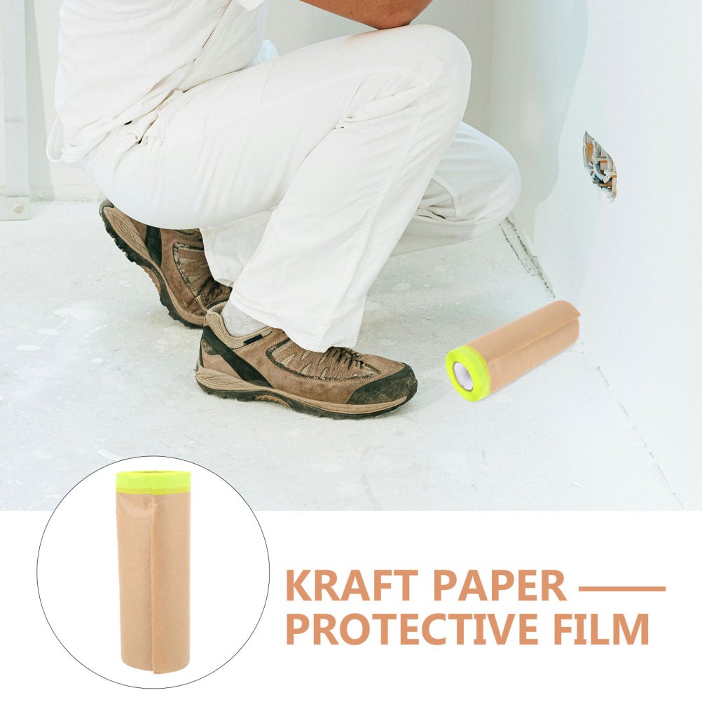 Reusable Light Brown Masking Paper with Tape for Automotive and Home Use
