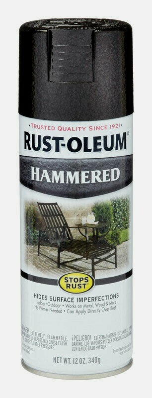 Rust-Oleum HAMMERED Spray 12 oz BLACK Stops Rust Hide Imperfections 7215-830 NEW
