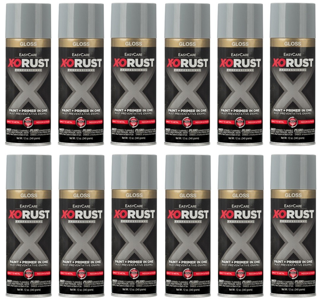 X-O Rust XOP15-AER Gloss Machinery Gray Anti-Rust Enamel Spray Paint Primer (12)