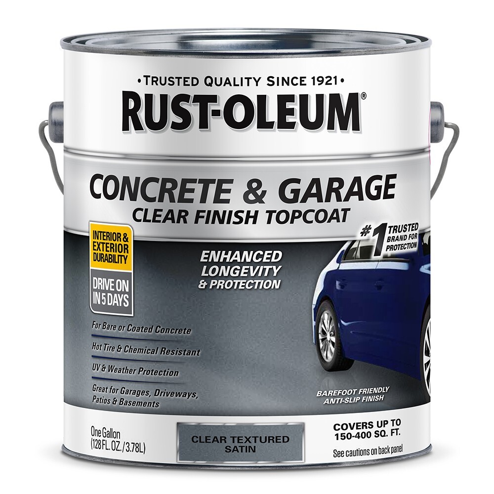 Rust-Oleum 380896 Concrete and Garage Floor Paint Topcoat Satin Textured Clear g