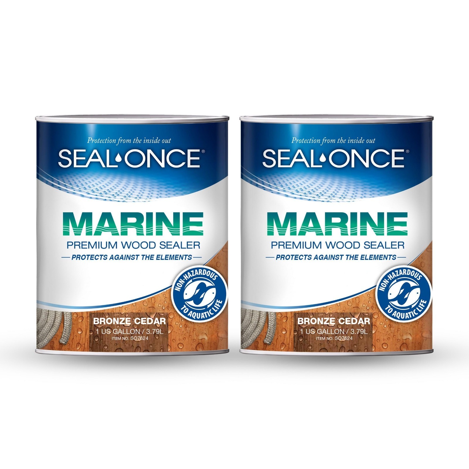 Marine Wood Sealer & Stain – Bronze Cedar, 2 Gallon | Waterproof, Low VOC, Ideal