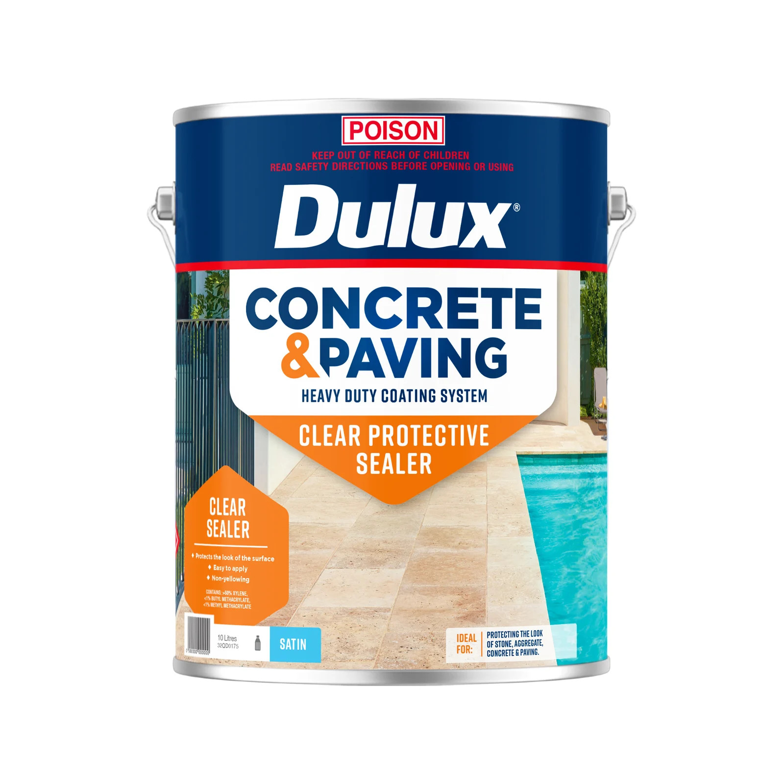 Dulux 10L Clear Satin Concrete And Paving Protective Sealer