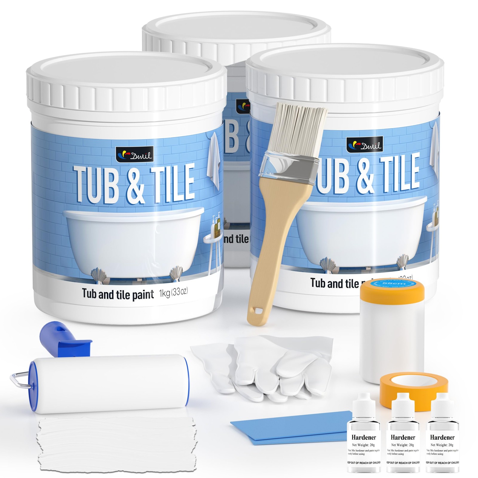 Tub Paint, Tub and Tile Refinishing Kit with Tools, Tile Refinishing Kit Whit…