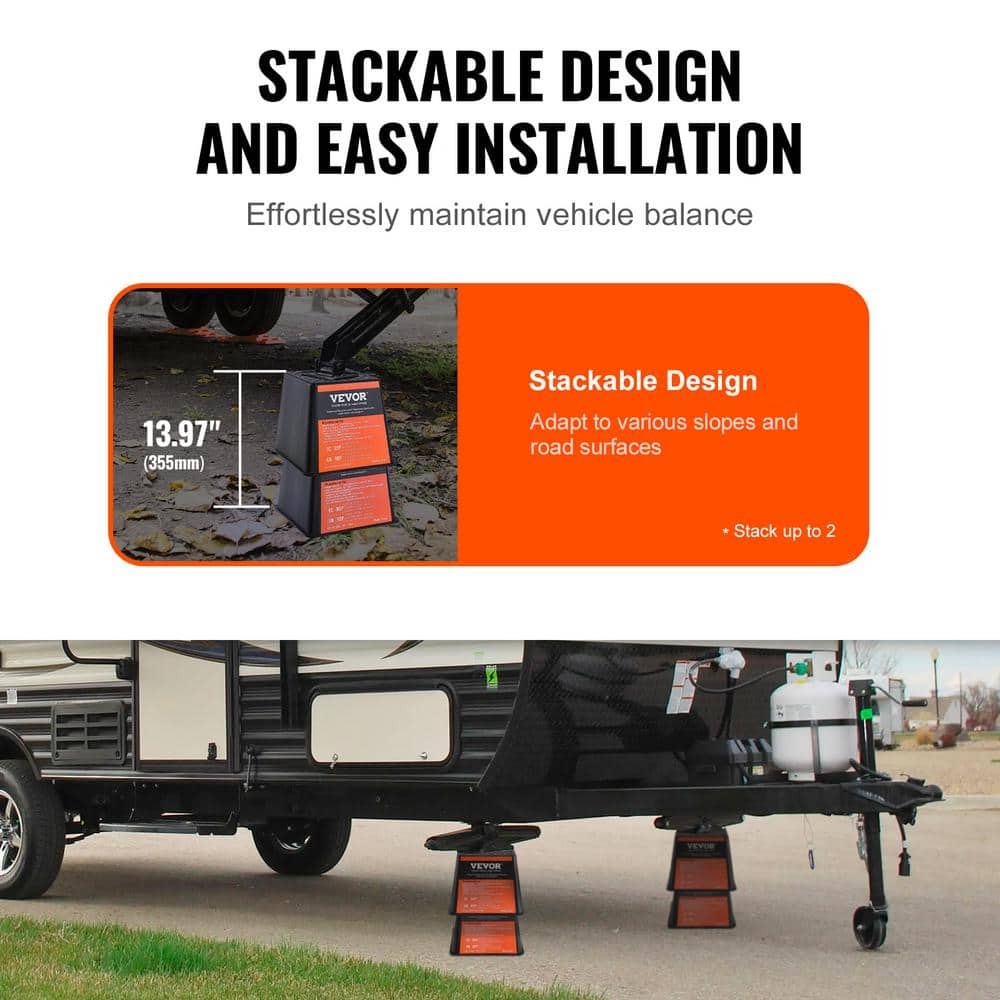 VEVOR 6000 lbs. Capacity Polypropylene Trailer Jack Block Stabilizer 4-Pack