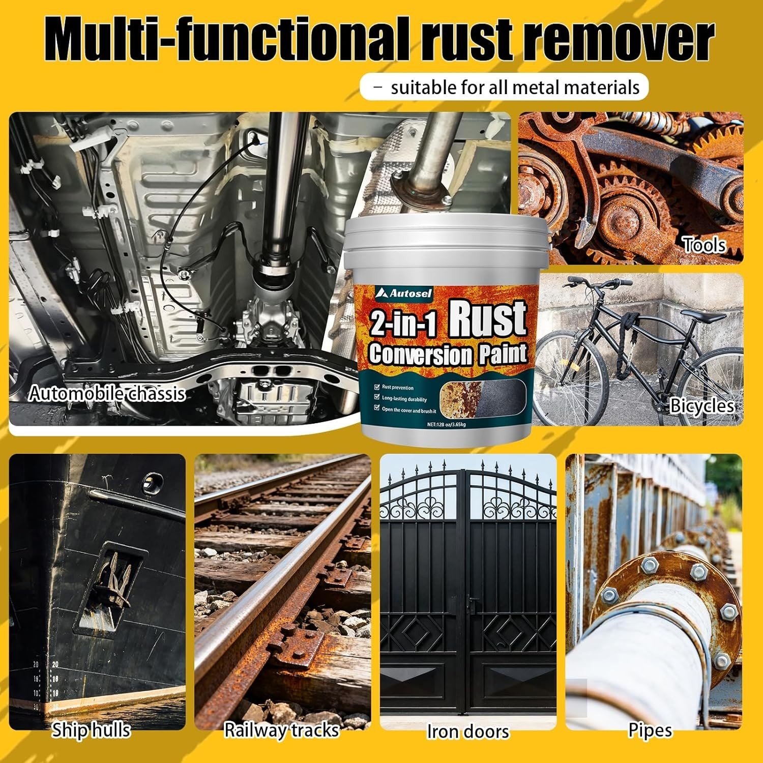 2 in 1 Rust Converter Paint 128oz Black Rust Inhibitor Metal Coating