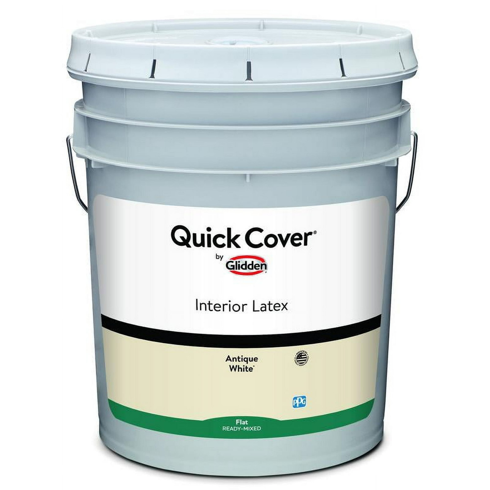 Glidden Quick Cover Interior Latex Paint Flat, Antique White, 5 Gallon