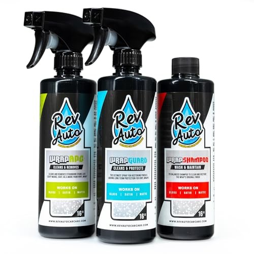Vinyl Wrap Cleaner Kit – 3-Item Set Includes Wrap Detailer, Shampoo & Light