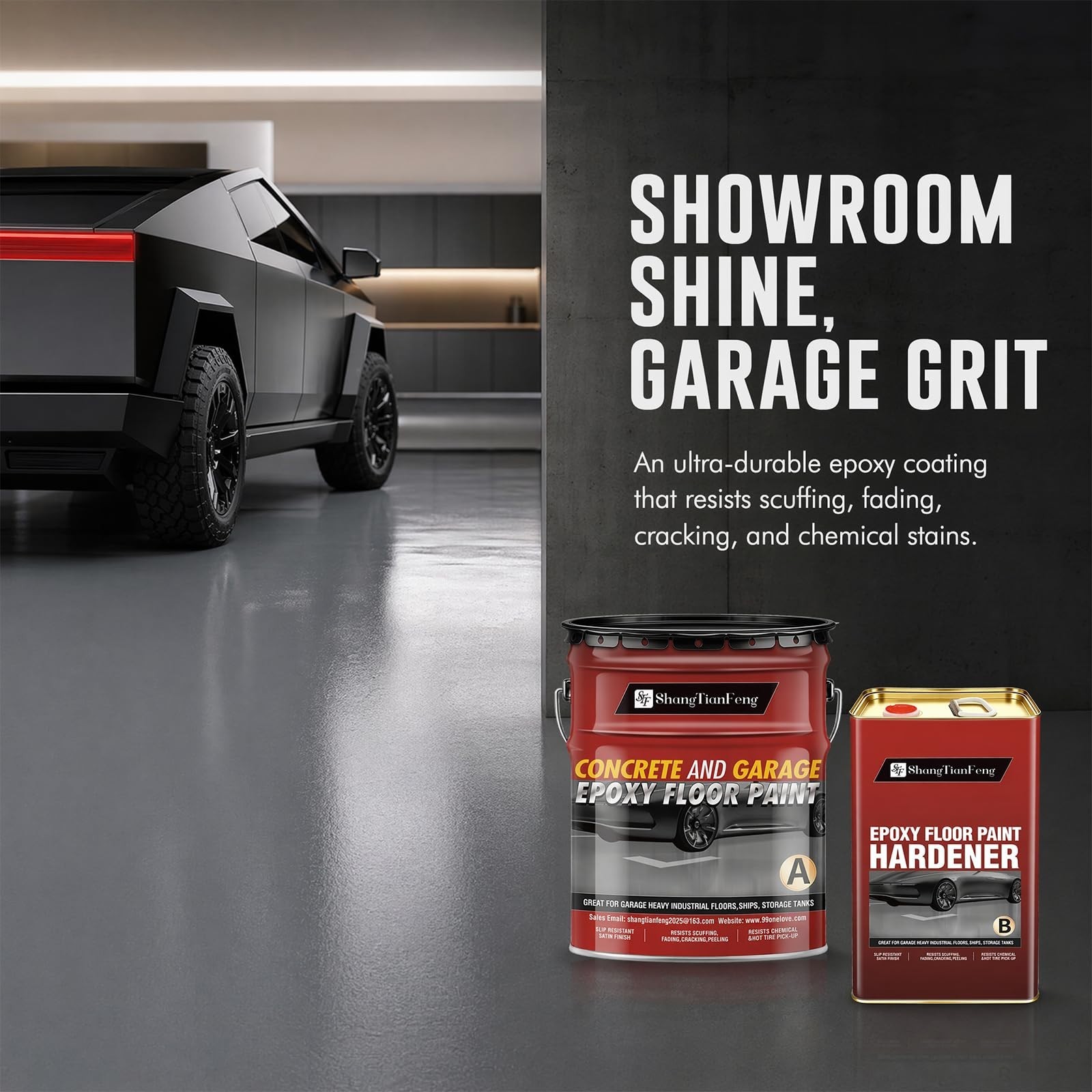 High-Gloss Silver Gray Epoxy Floor Paint Kit – 4 Gallon, 800 sq.ft, 20-Year Dura