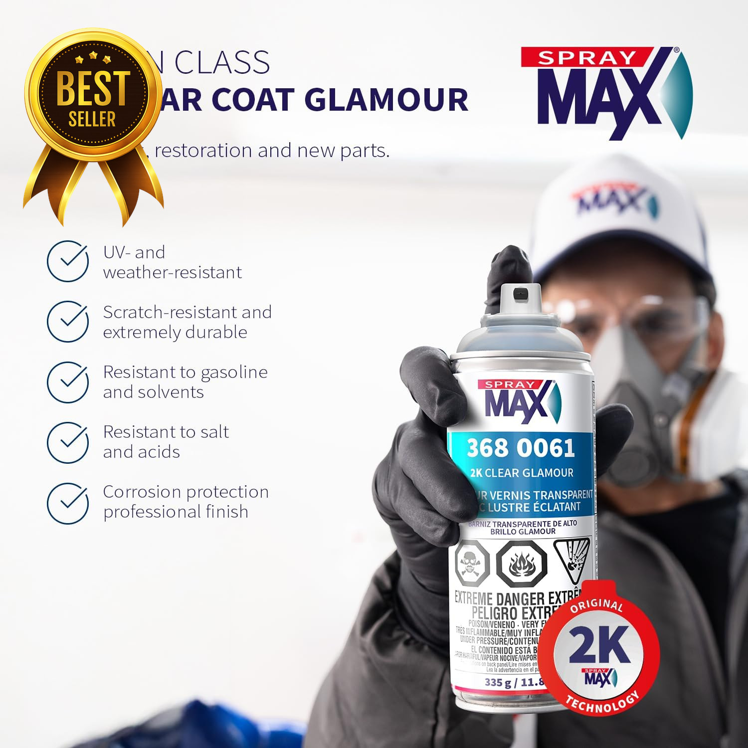 2K Automotive Clear Coat Spray High Gloss UV Resistant Scratch Resistant 11.8oz