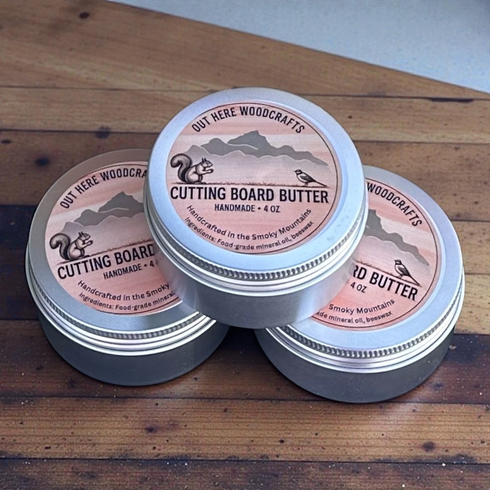 Handmade Cutting Board Butter – Food Safe Mineral Oil & Beeswax – 4 oz Tin