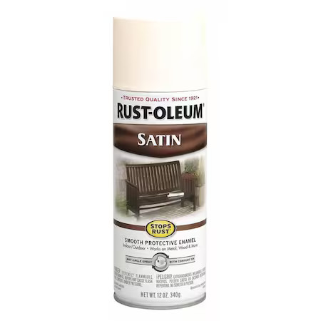 Rust-Oleum 7793830 Spray Paint, Shell White, Satin, Solvent, 12 Oz.