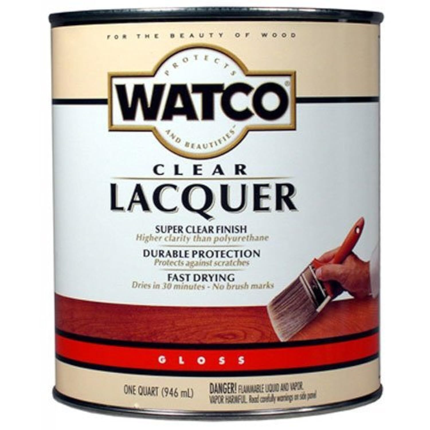 Watco Clear Gloss Lacquer Wood Finish Quart Fast Drying Durable Protection