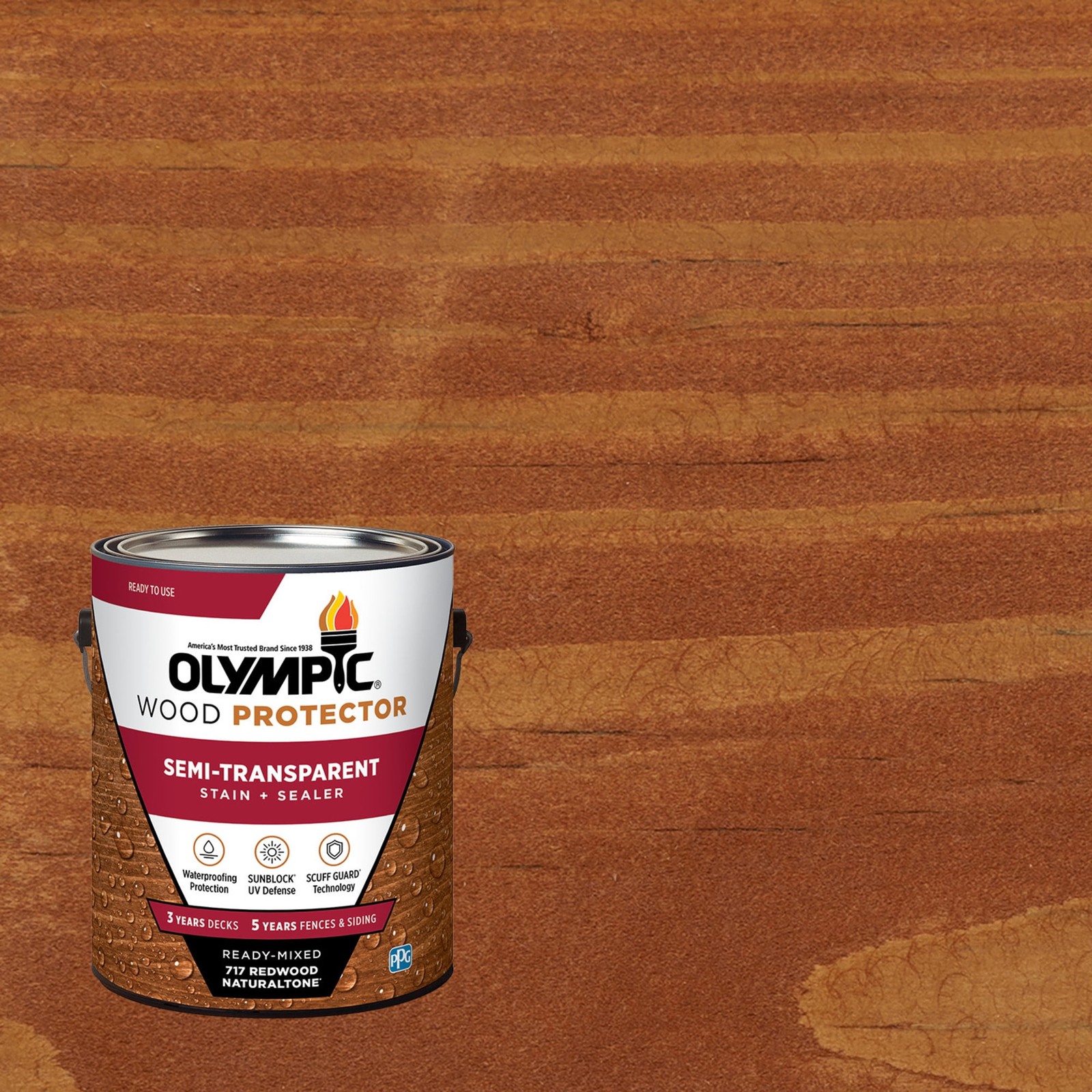 Olympic Wood Protector Redwood Semi-Transparent Exterior Wood Stain and Sealer