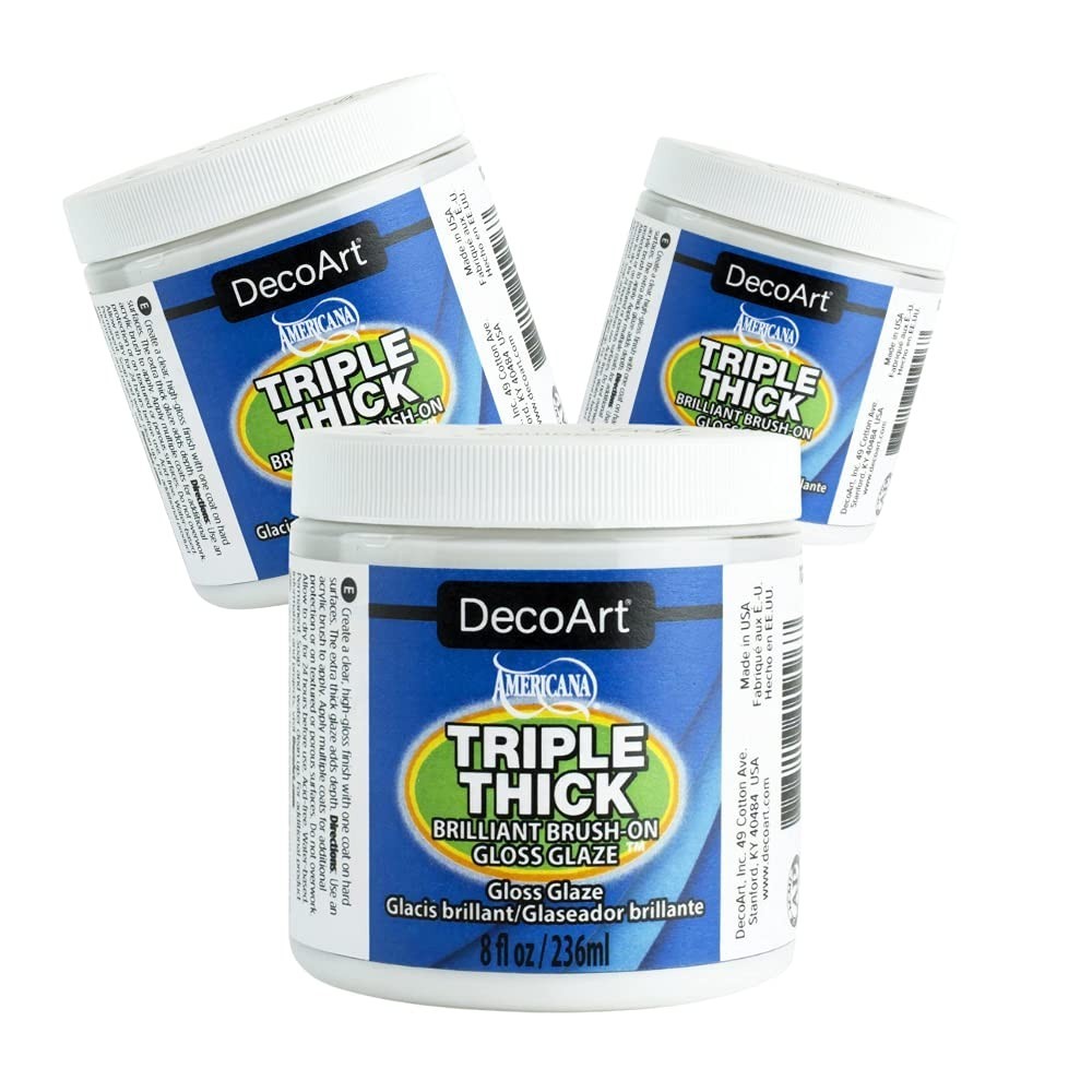 Triple Thick Gloss Glaze 3 Pack – 8oz Clear Coat for DIY Crafts, Wall Art & Home