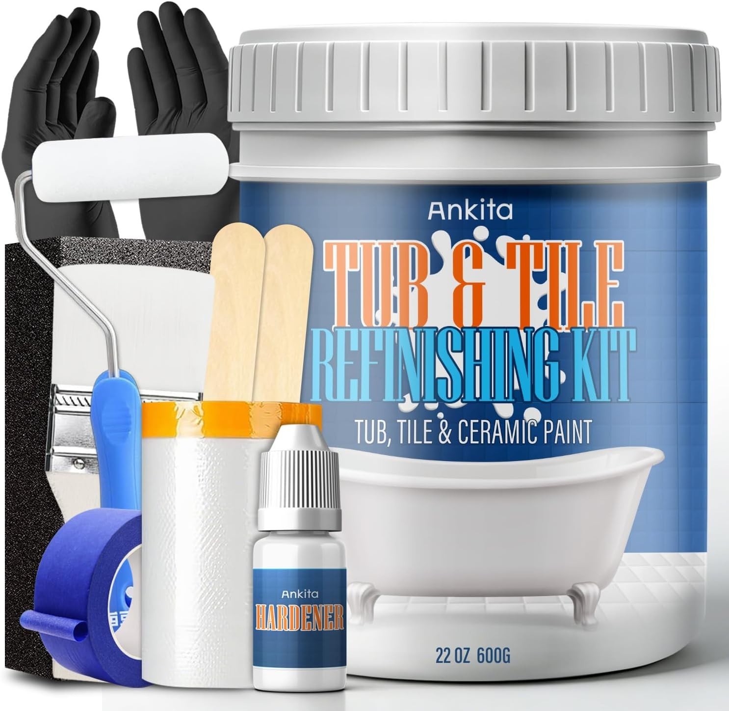 Specialty Tub and Tile Paint, Water-Based Tub and Tile Refinishing Kit with Tool