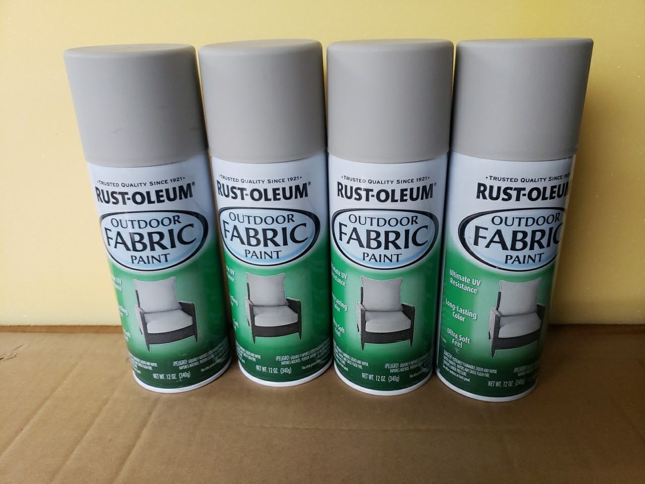 Rust-Oleum 358839 Outdoor Fabric Paint “MEDIUM GRAY”, 12oz (4 Pack)