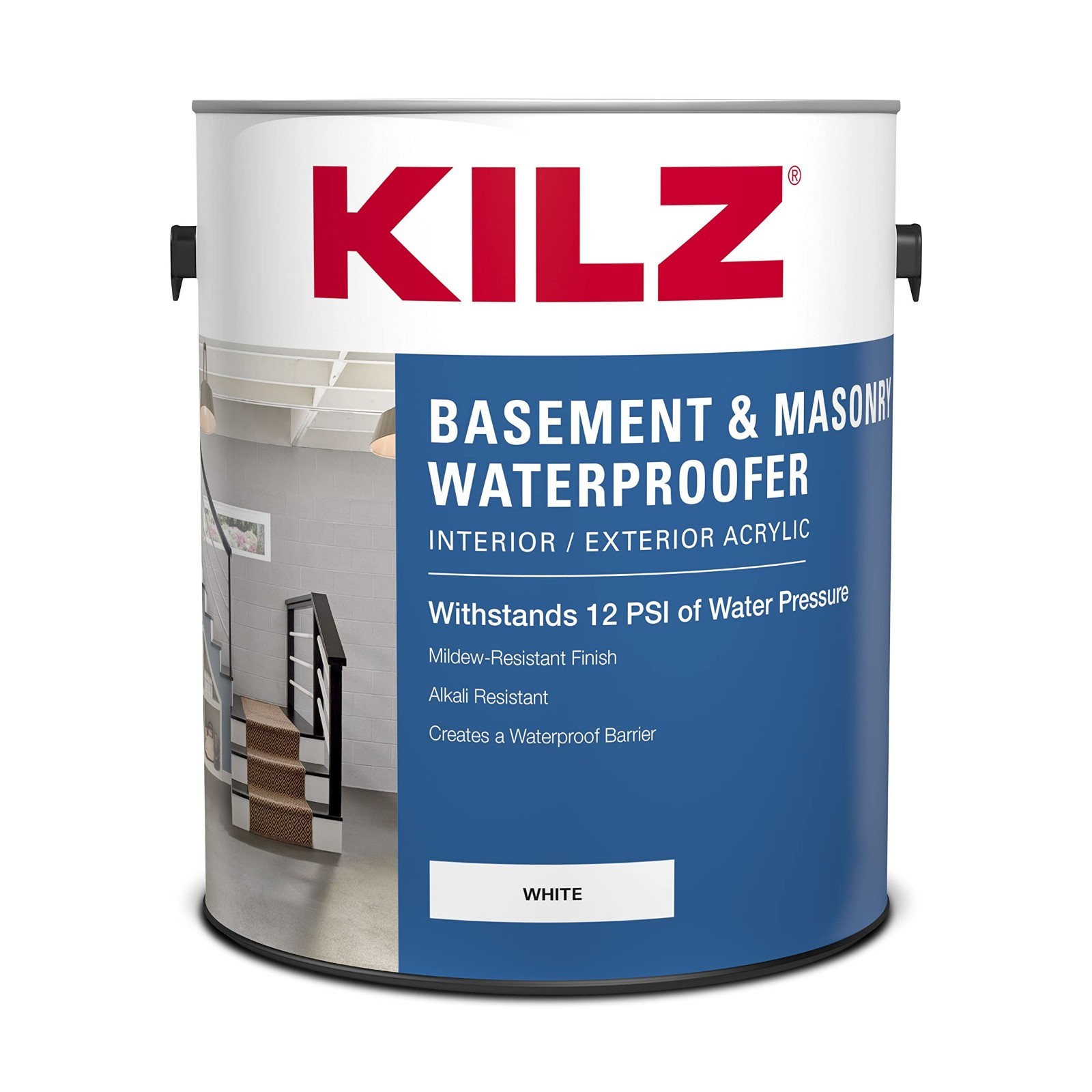 Waterproofing Paint for Basement & Masonry, Interior/Exterior, White, 1 Gallon
