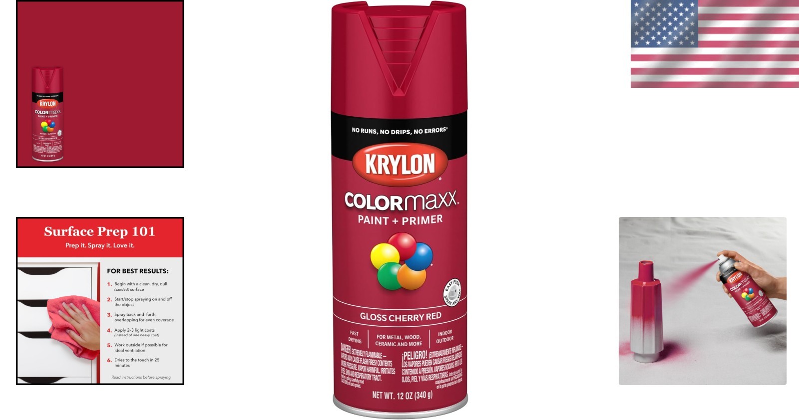 Krylon COLORmaxx Cherry Red Gloss Spray Paint and Primer – 12 Oz, Rust Resistant