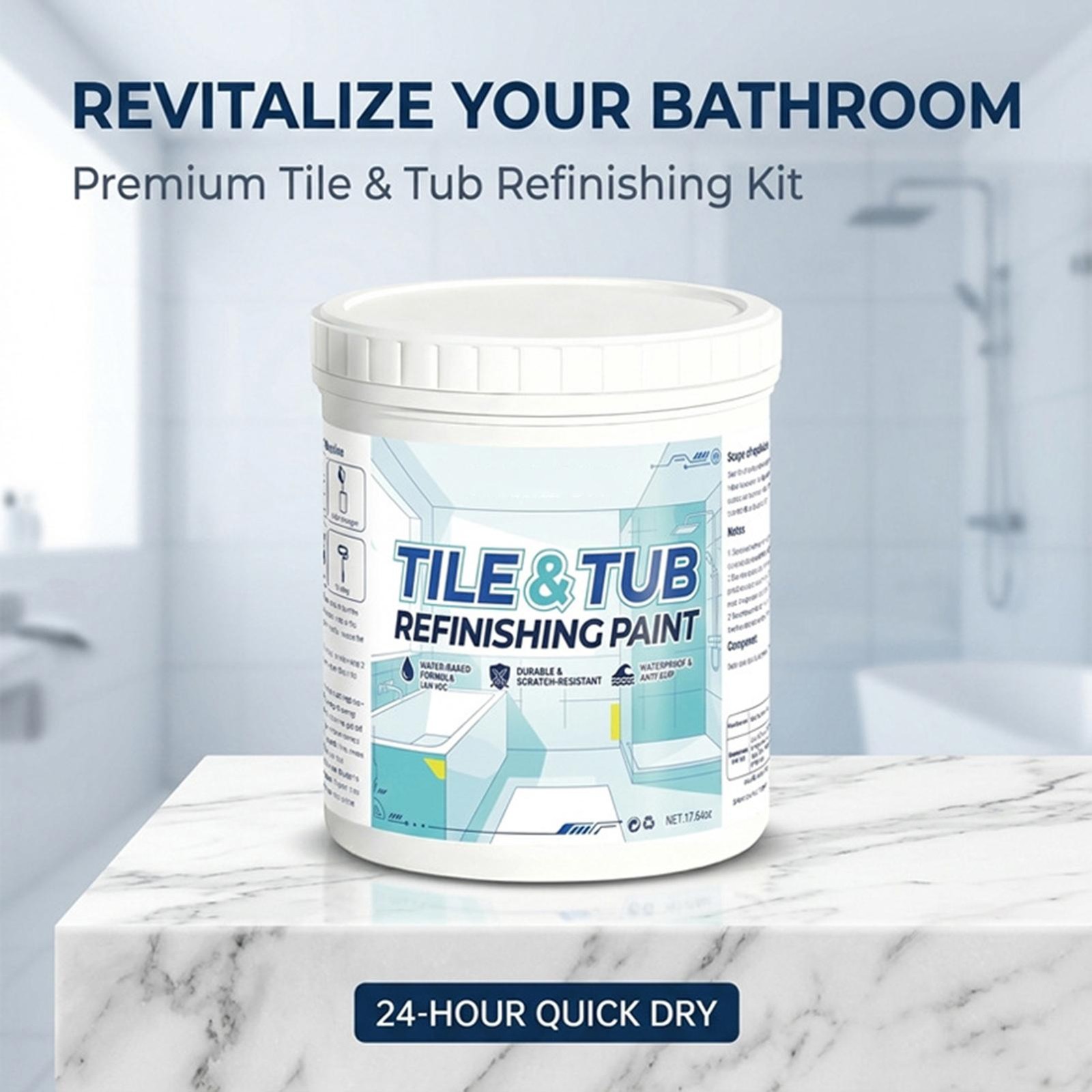 Bathtub Paint Semi-Gloss Tile Refinishing Coating Waterproof Bathtub Paint 500g